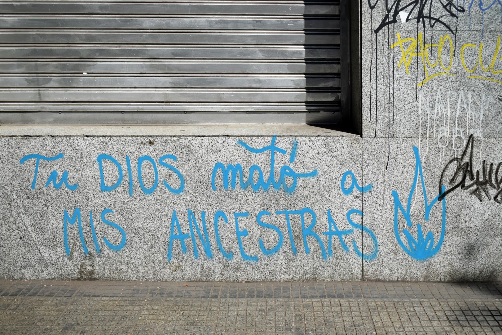"Your god killed my ancestors", La Alameda, Santiago