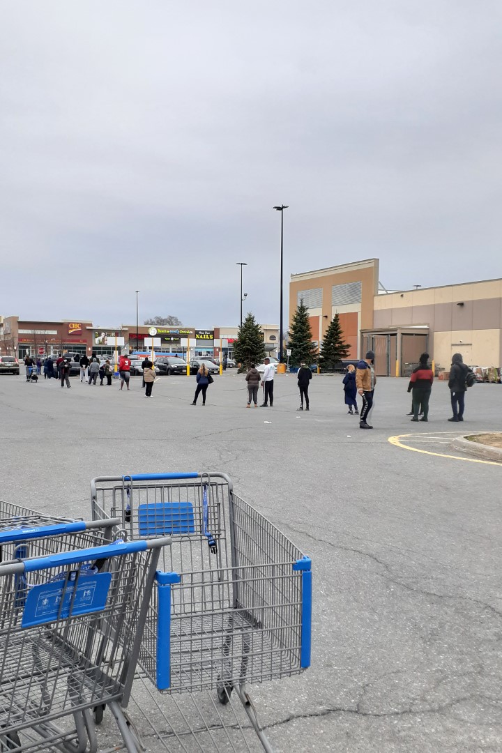 Queue to get inside Walmart, Merivale Road, Ottawa