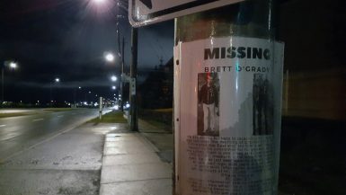 Brett O’Grady missing poster, Caldwell and Merivale, Ottawa, November 2021