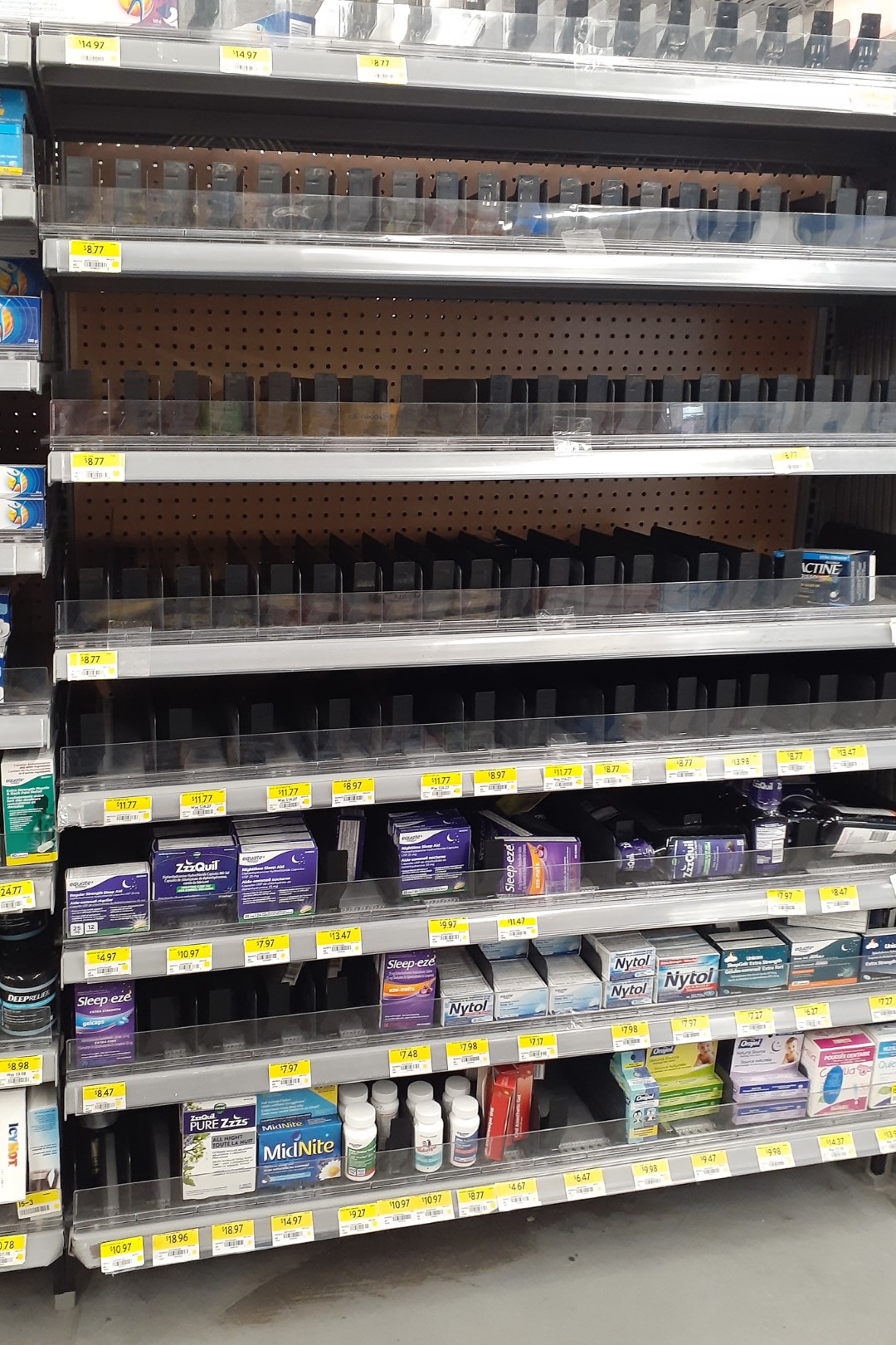 Empty shelves at Walmart, Ottawa, September 2022