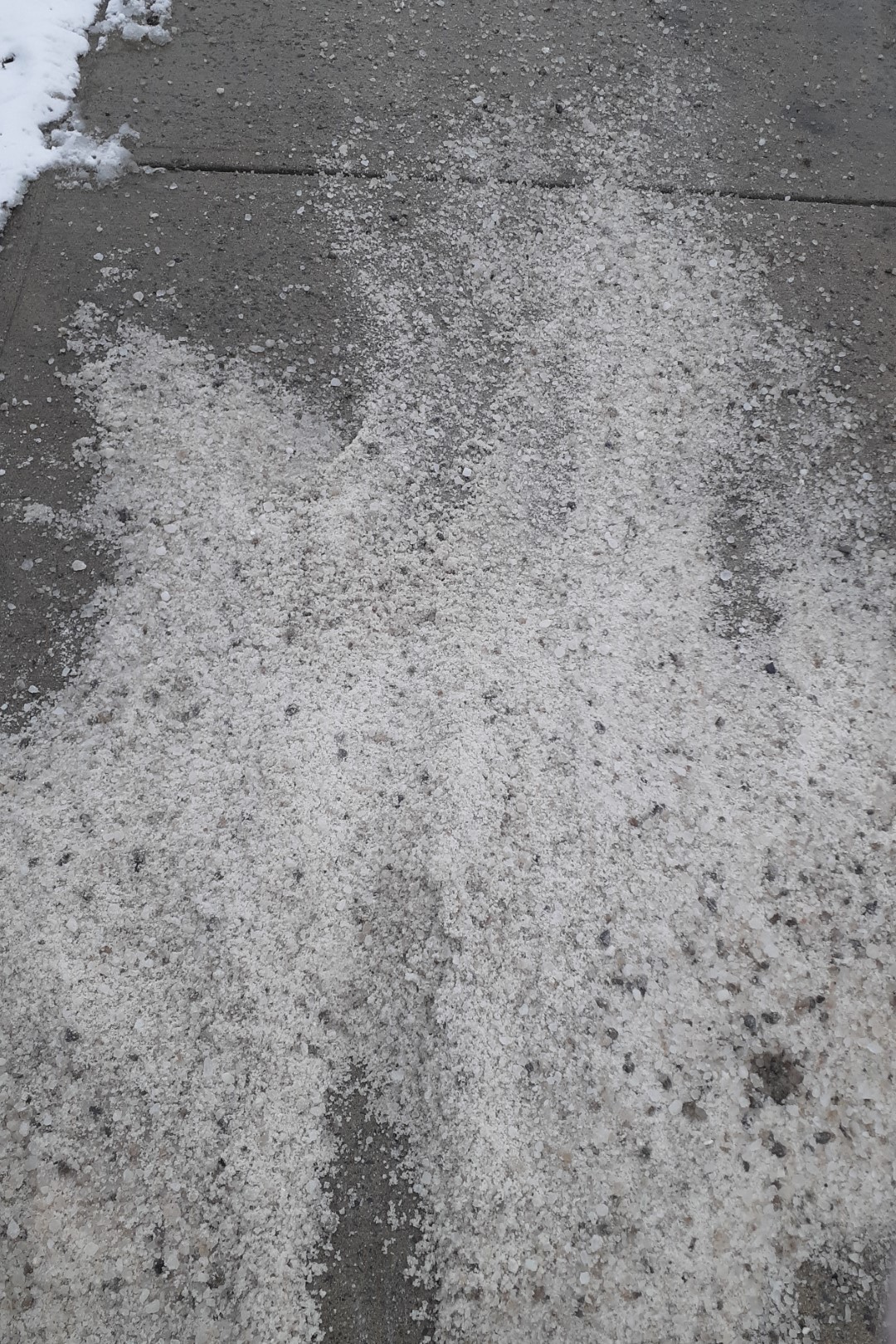 Ice salt on sidewalk, Carling Avenue, Ottawa, November 2022
