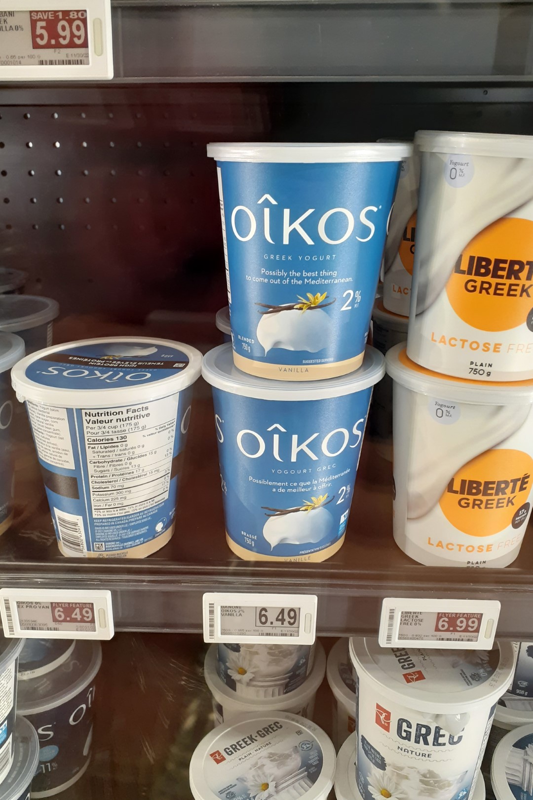 Yogurt in a Canadian supermarket, Ottawa, November 2022