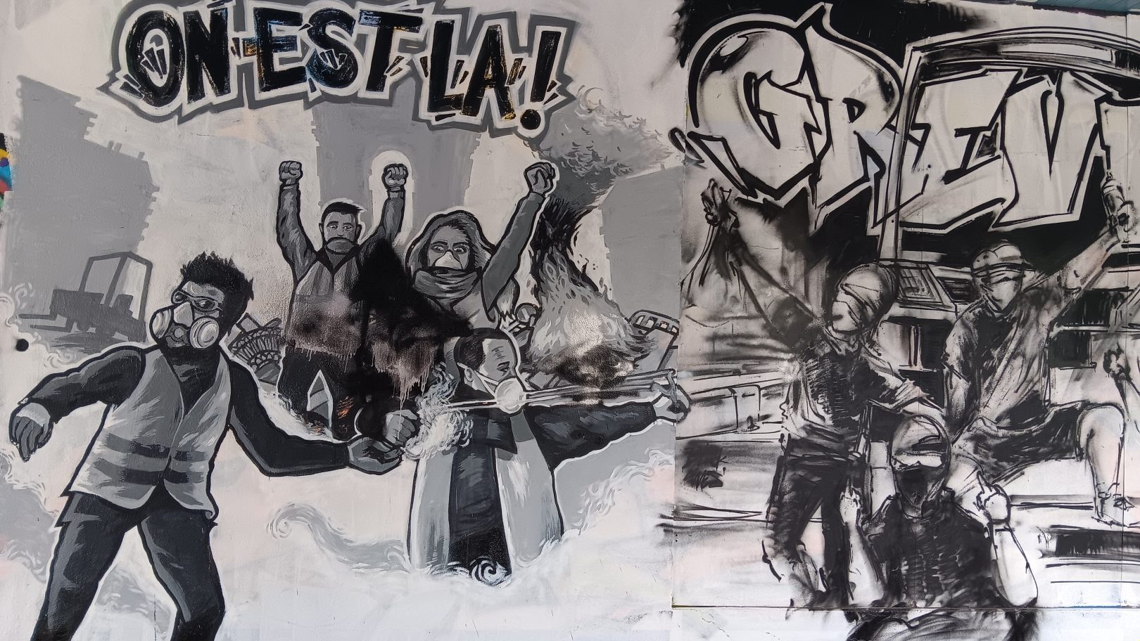 Protest-inspired wall art, 3 Rue Marcel Sembat, Nantes