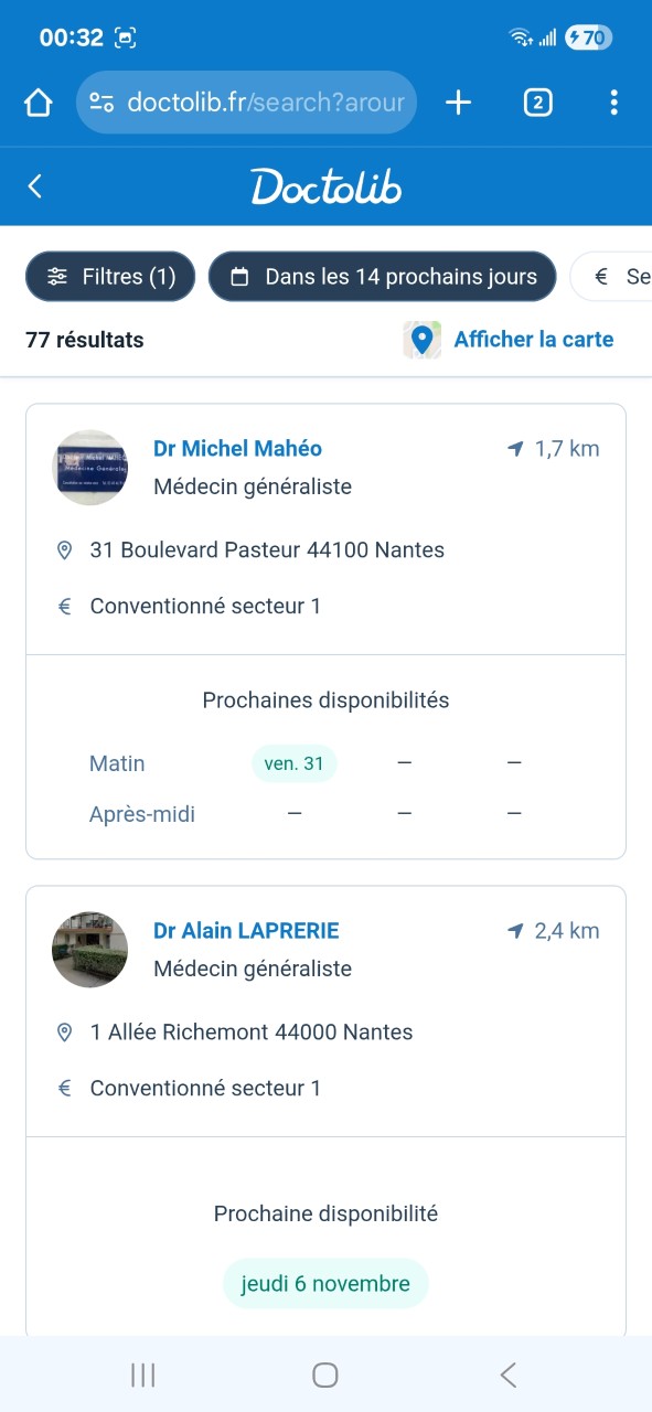 Doctolib app, October 2025