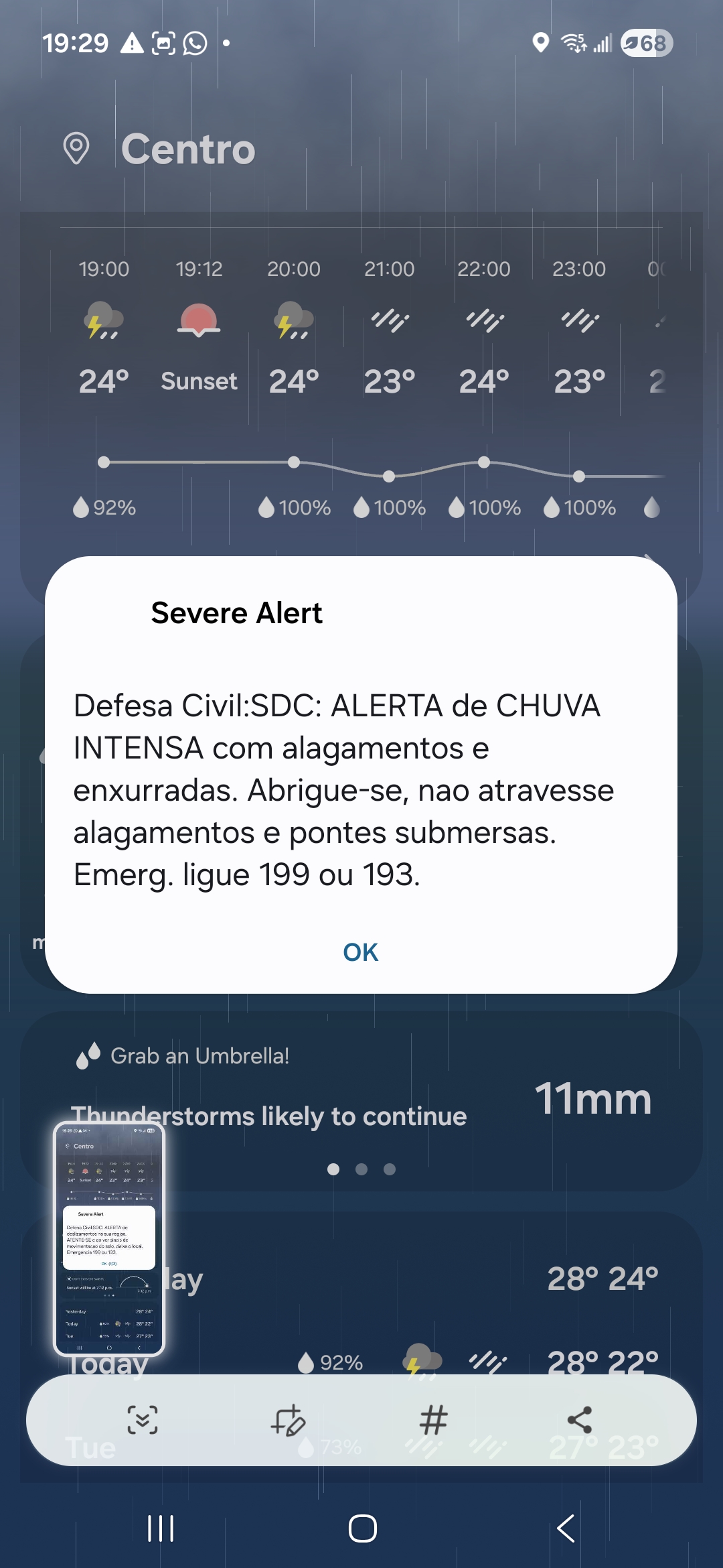 Emergency alerts, Floripa, December 29, 2025