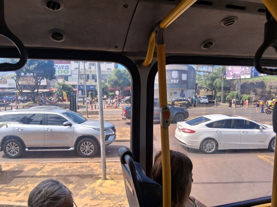 In the bus from Foz de Iguaçu, Brazil, to Ciudad del Este bus terminal, Paraguay
