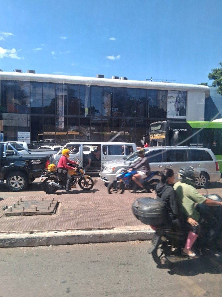 In the bus from Foz de Iguaçu, Brazil, to Ciudad del Este bus terminal, Paraguay