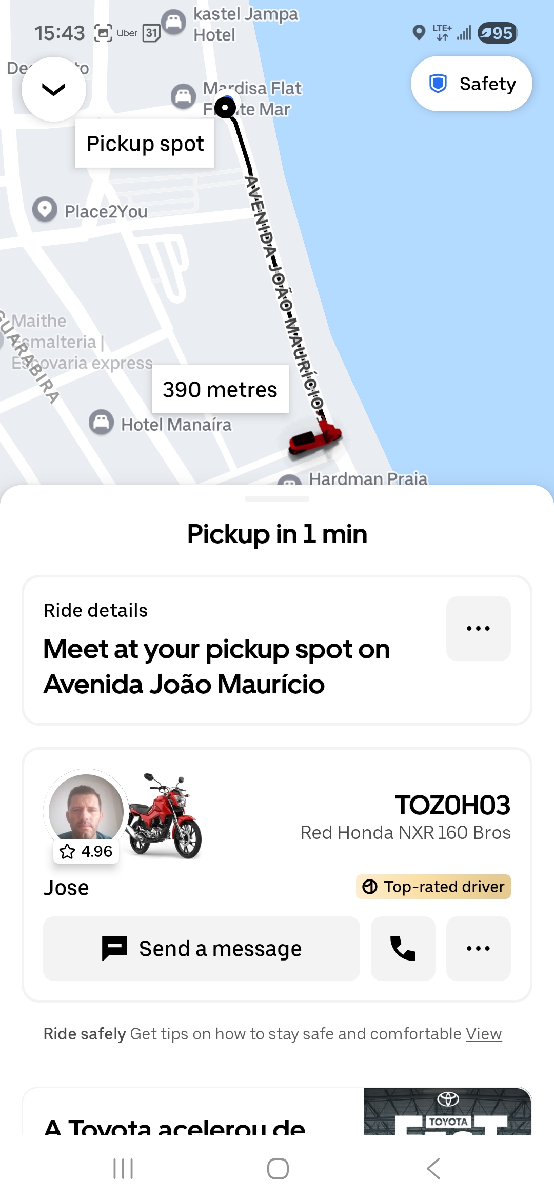 Uber moto to Jacaré