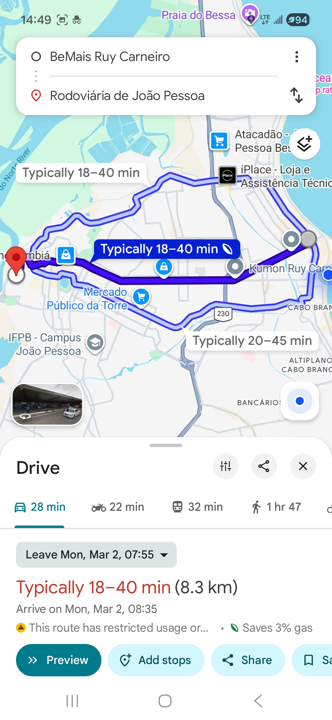 Uber to Rodoviária de João Pessoa
