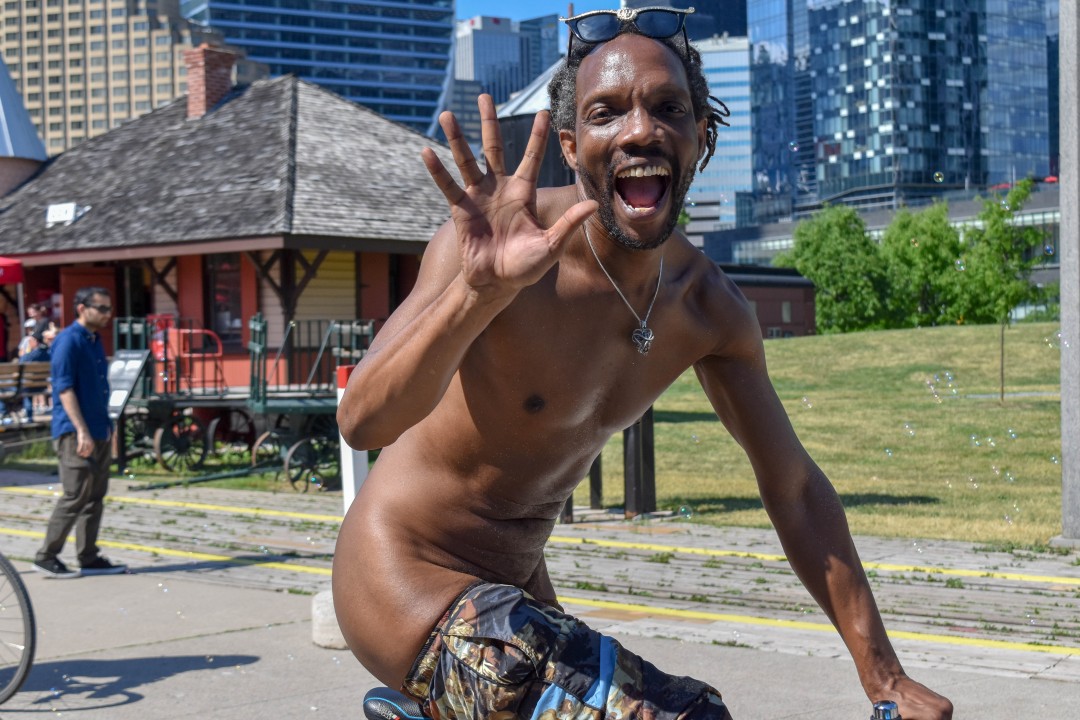 Naked bike ride, 255 Bremner Blvd, Toronto, ON