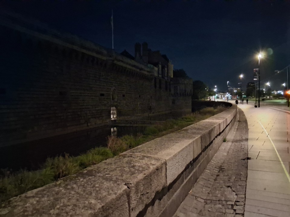 Cours John-Kennedy, along the Château des ducs de Bretagne at 5 a.m., Nantes, Loire-Atlantique, France