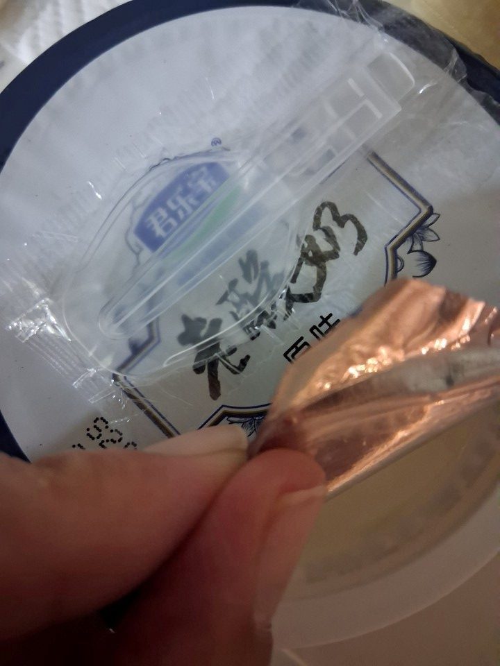 Modern-style suānnǎi (酸奶), a thick, lightly sweetened Chinese yogurt eaten with a spoon