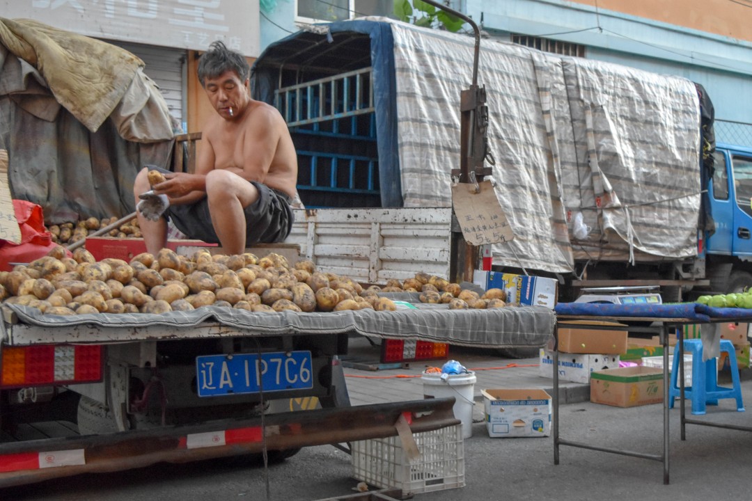 Day market on 南二经街 (Nán’èr Jīng Jiē), Shenhe District, Shenyang, Liaoning, China.