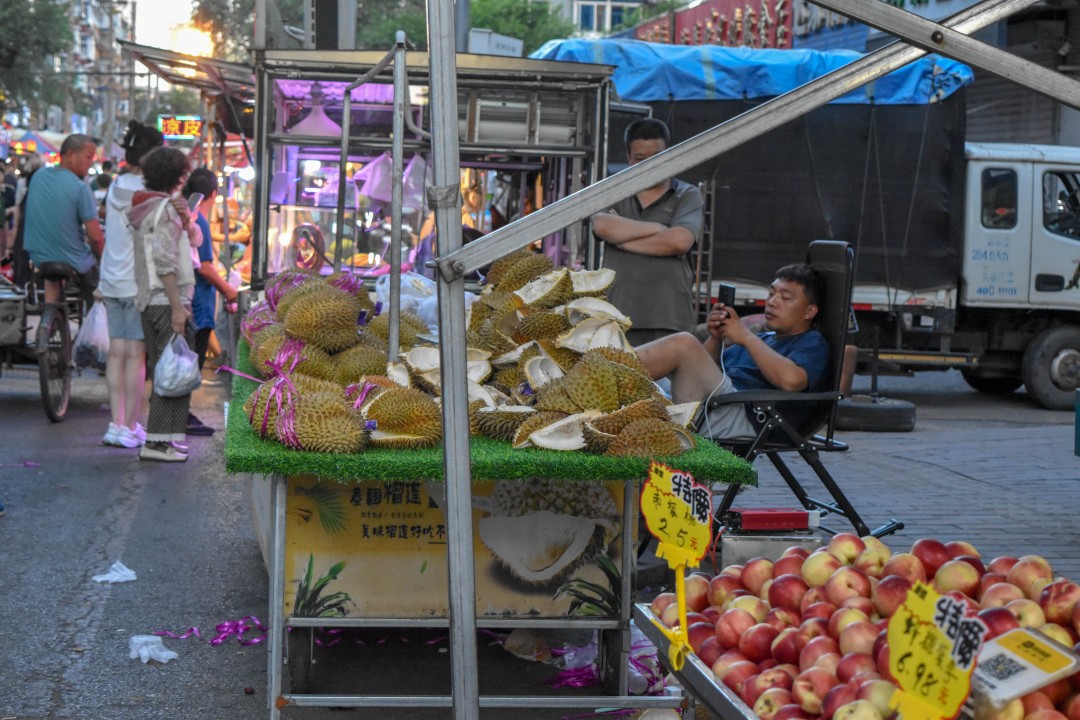 Daytime market on 南二经街 (Nán’èr Jīng Jiē), Shenhe District, Shenyang, Liaoning, China.