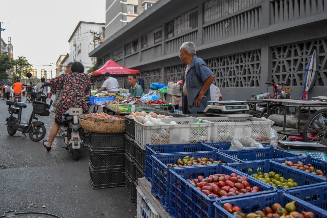 Daytime market on 南二经街 (Nán’èr Jīng Jiē), Shenhe District, Shenyang, Liaoning, China.