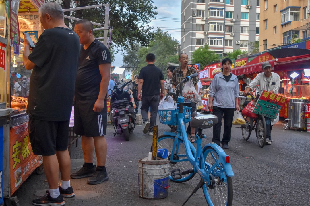 Daytime market on 南二经街 (Nán’èr Jīng Jiē), Shenhe District, Shenyang, Liaoning, China.