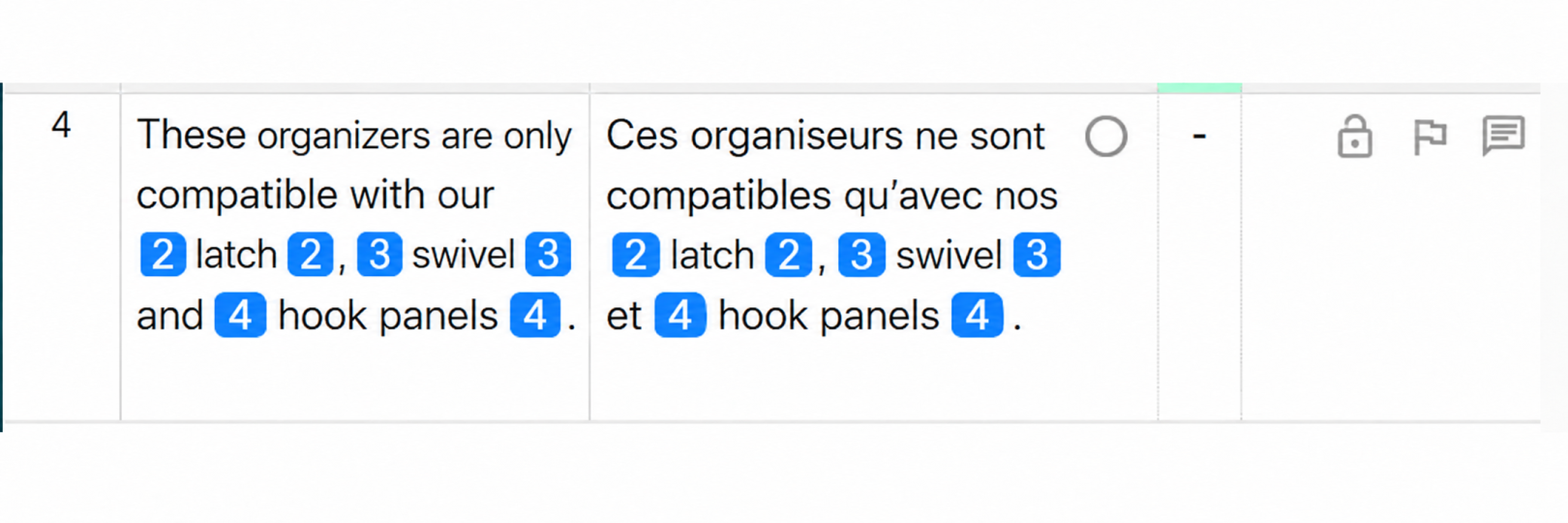 The sentence is in French. The product terms aren’t.