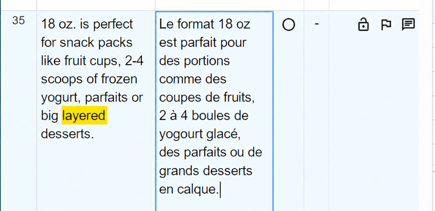 “Layered desserts” becomes desserts en calque. As in tracing paper. Delicious.