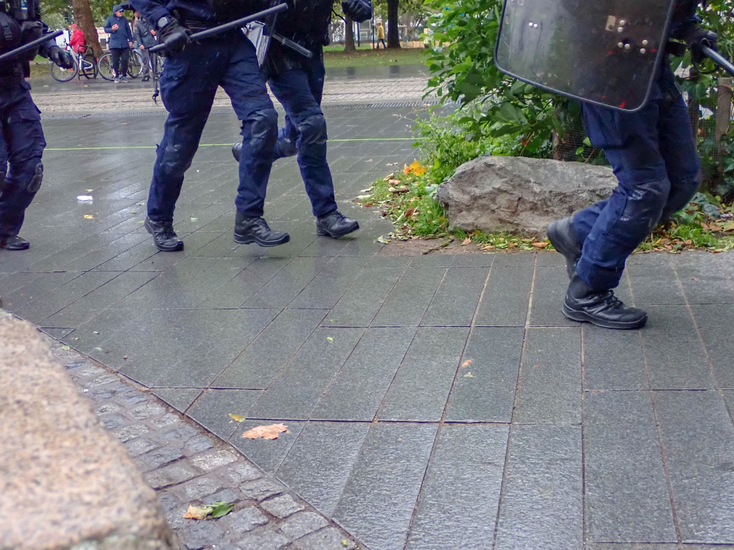 Riot police during the protest — Oct. 24, 2026, Nantes, Pays de la Loire, France
