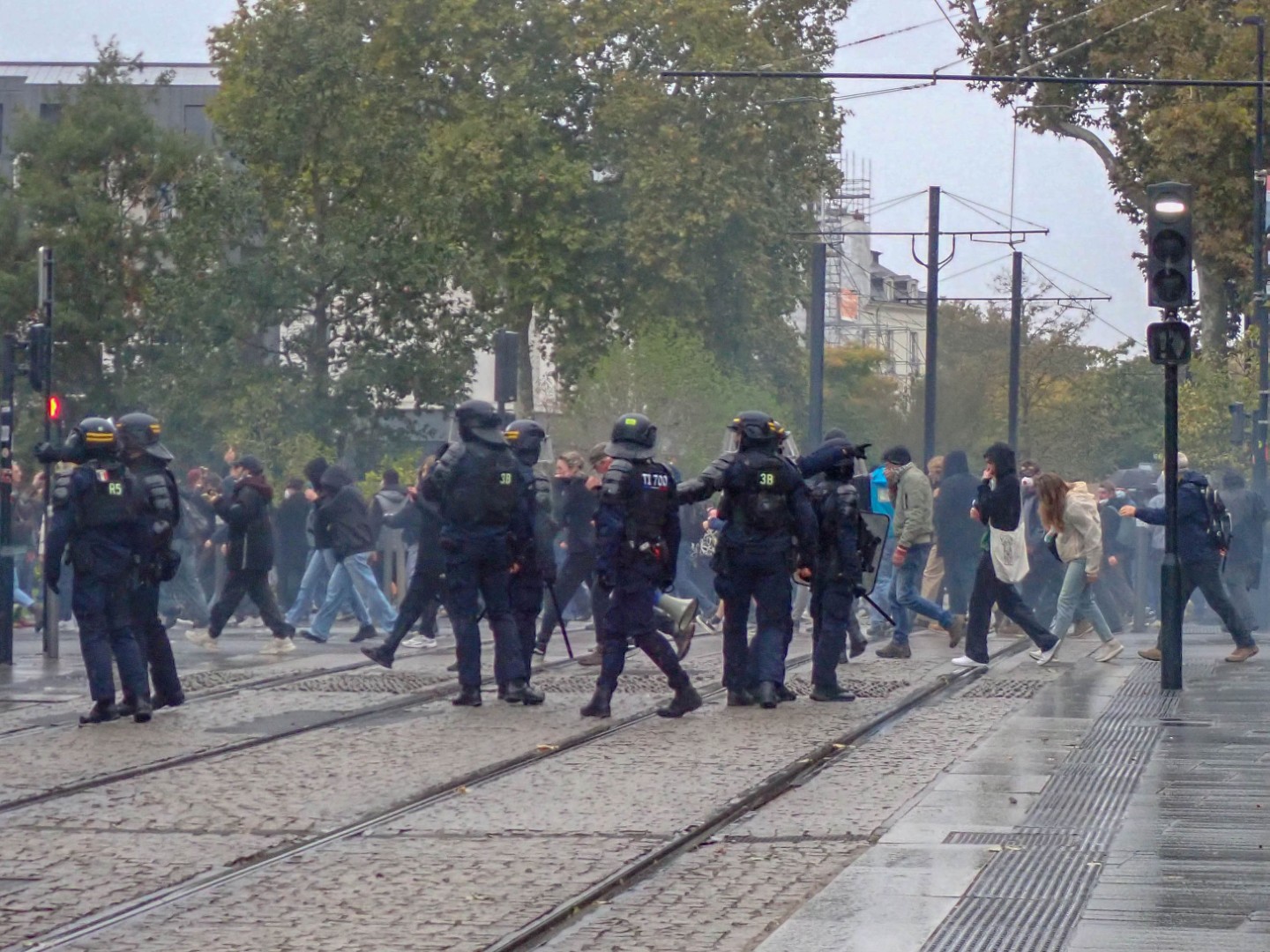 Tear gas and water cannon — Oct. 24, 2026, Nantes, Pays de la Loire, France