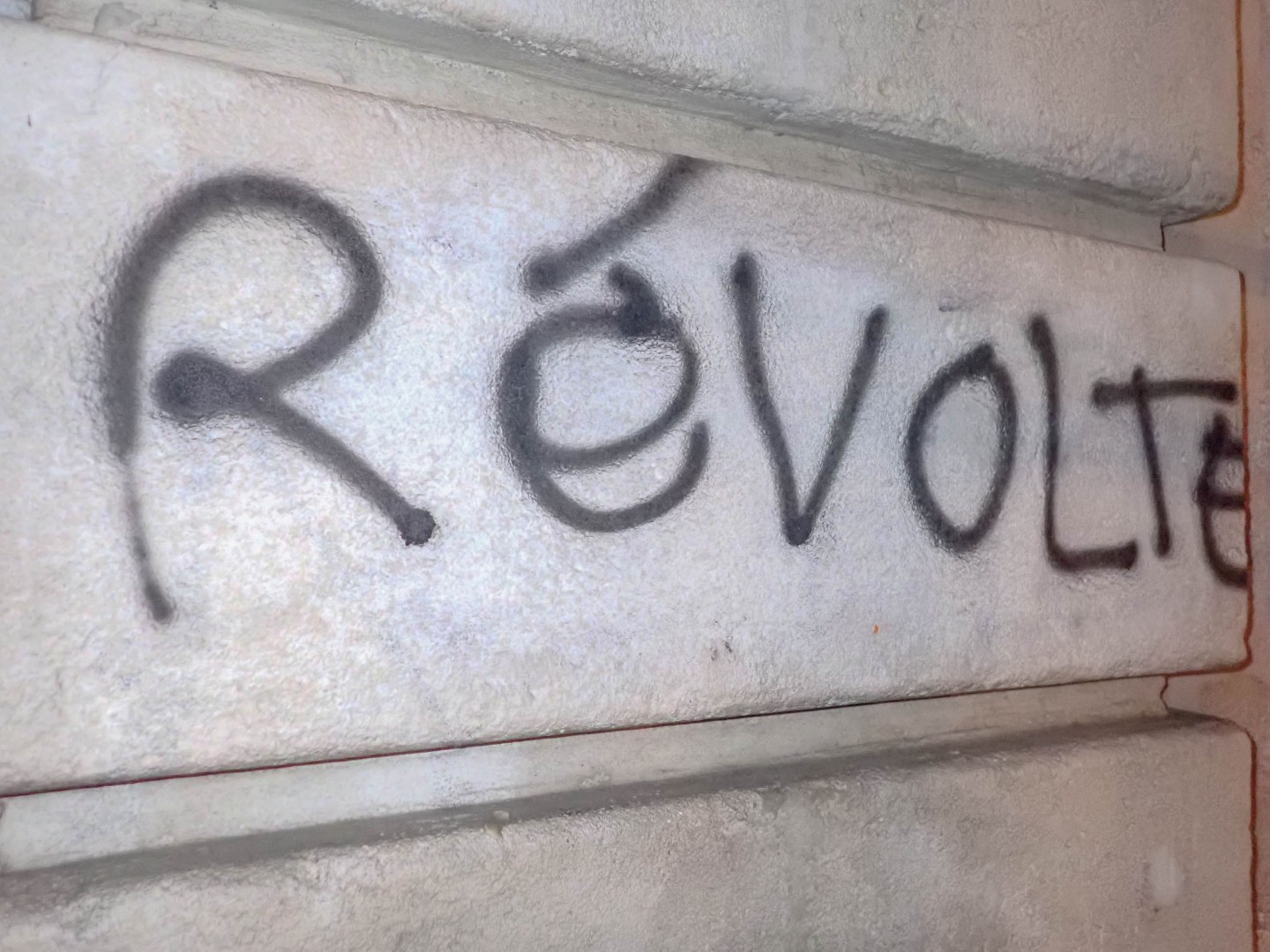 Révolte (Revolt), spray-painted on a stone wall — Oct. 24, 2026, Nantes, Pays de la Loire, France